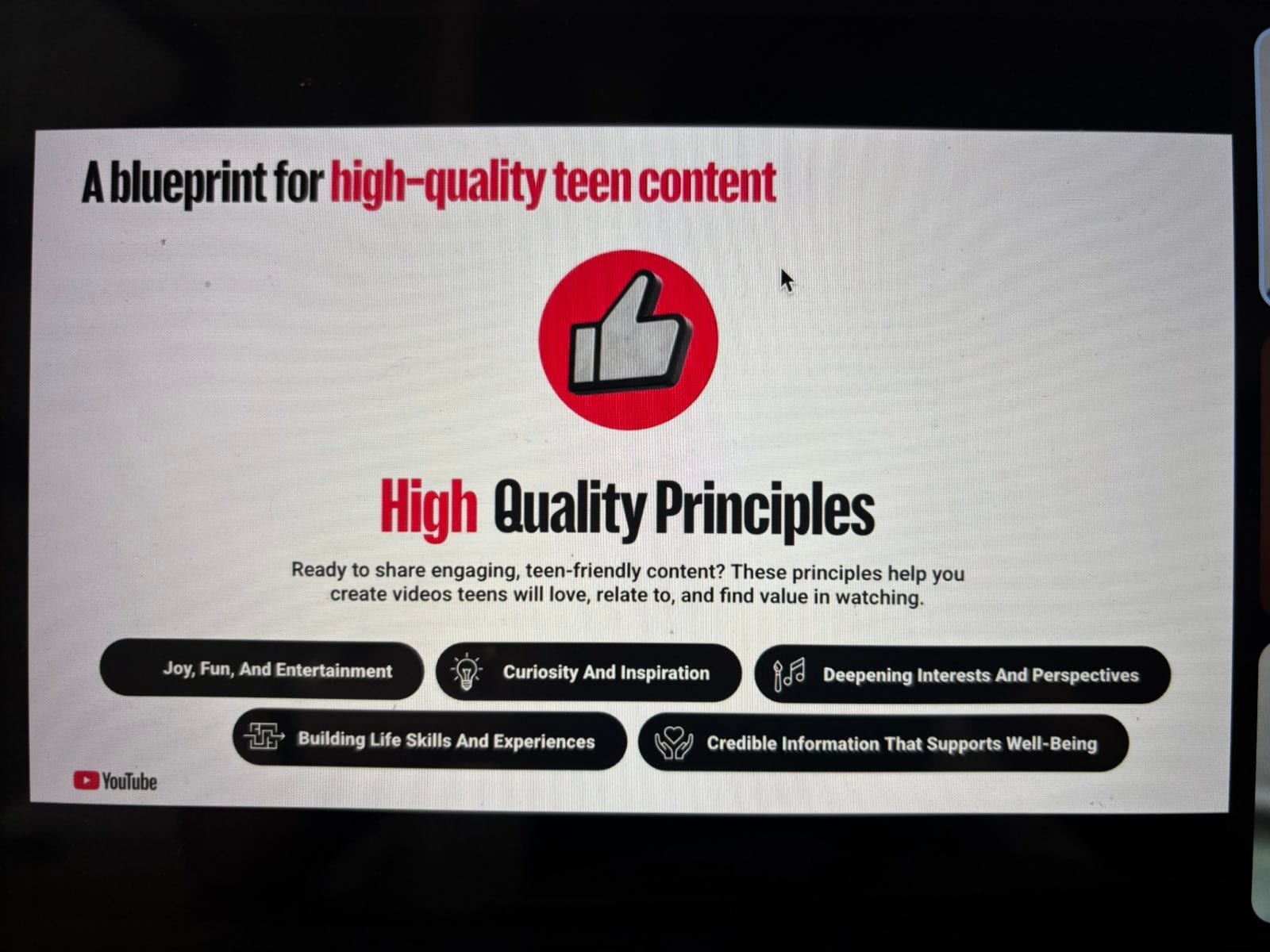 YT content standard